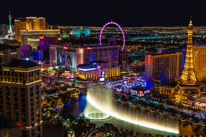 Downtown Las Vegas at night — cannabis near Fremont Street